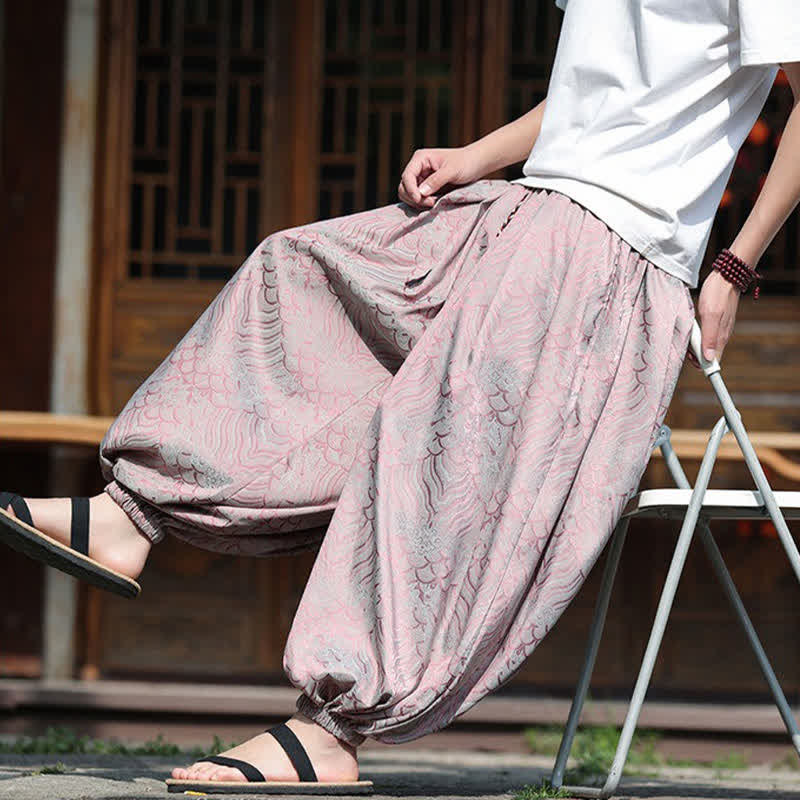 Buddha Stones Pantalon harem homme style bohème décontracté à motifs abstraits, longueur cheville - image 8