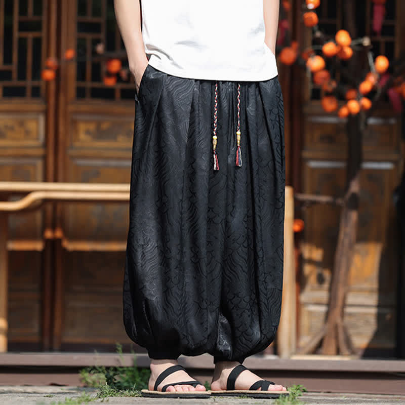 Buddha Stones Pantalon harem homme style bohème décontracté à motifs abstraits, longueur cheville - image 10