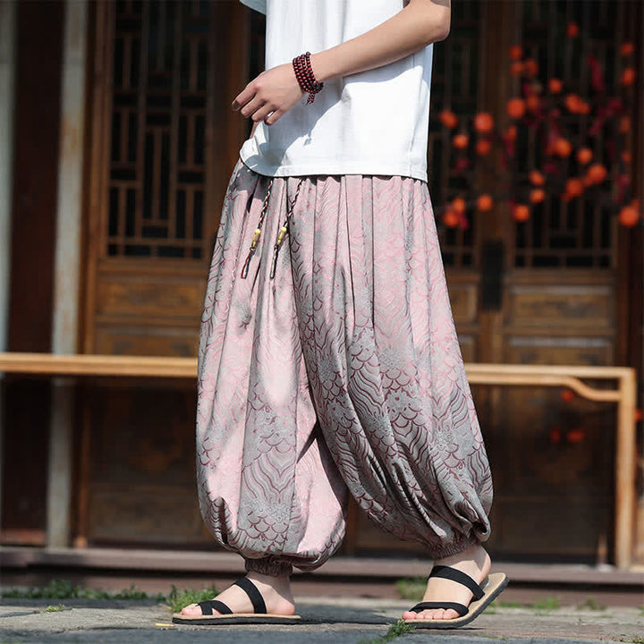 Buddha Stones Pantalon harem homme style bohème décontracté à motifs abstraits, longueur cheville - Chardon - US/UK/AU46，EU56 (5XL) - image 0