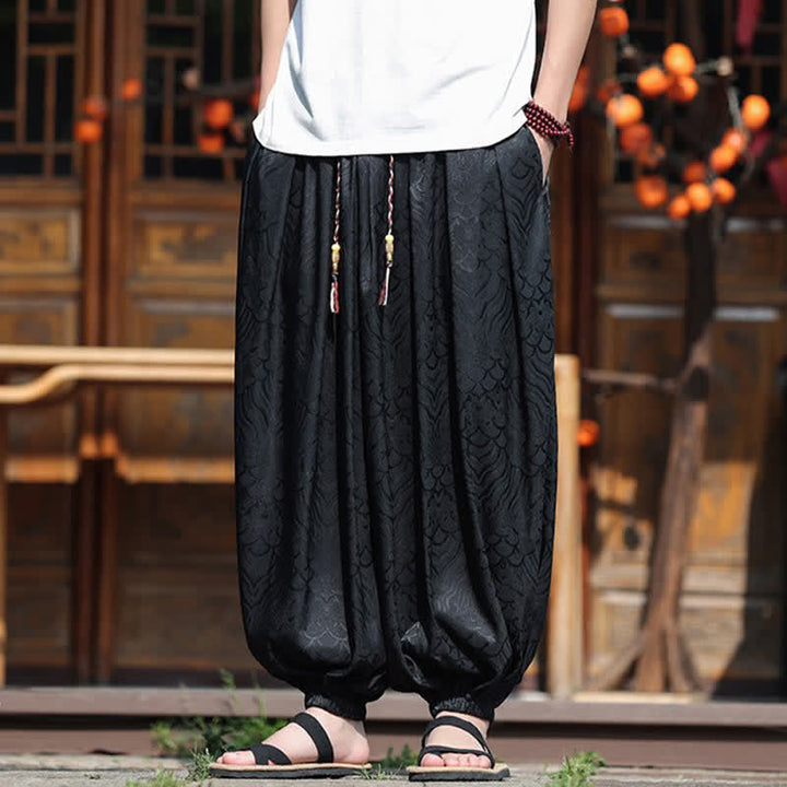 Buddha Stones Pantalon harem homme style bohème décontracté à motifs abstraits, longueur cheville - image 16