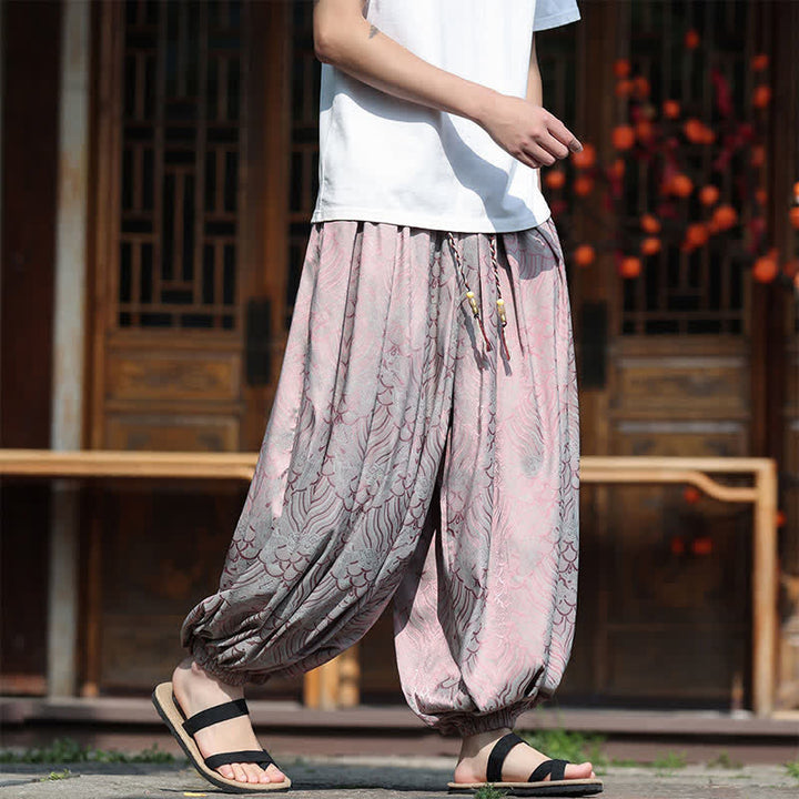 Buddha Stones Pantalon harem homme style bohème décontracté à motifs abstraits, longueur cheville - image 7
