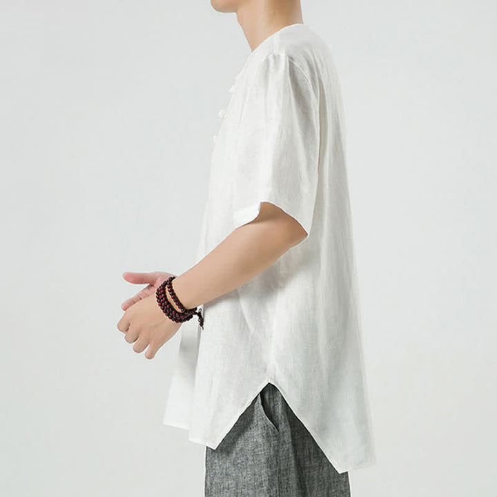Buddha Stones Chemises à manches courtes unies, minimalistes et décontractées pour hommes, printemps-été - image 42