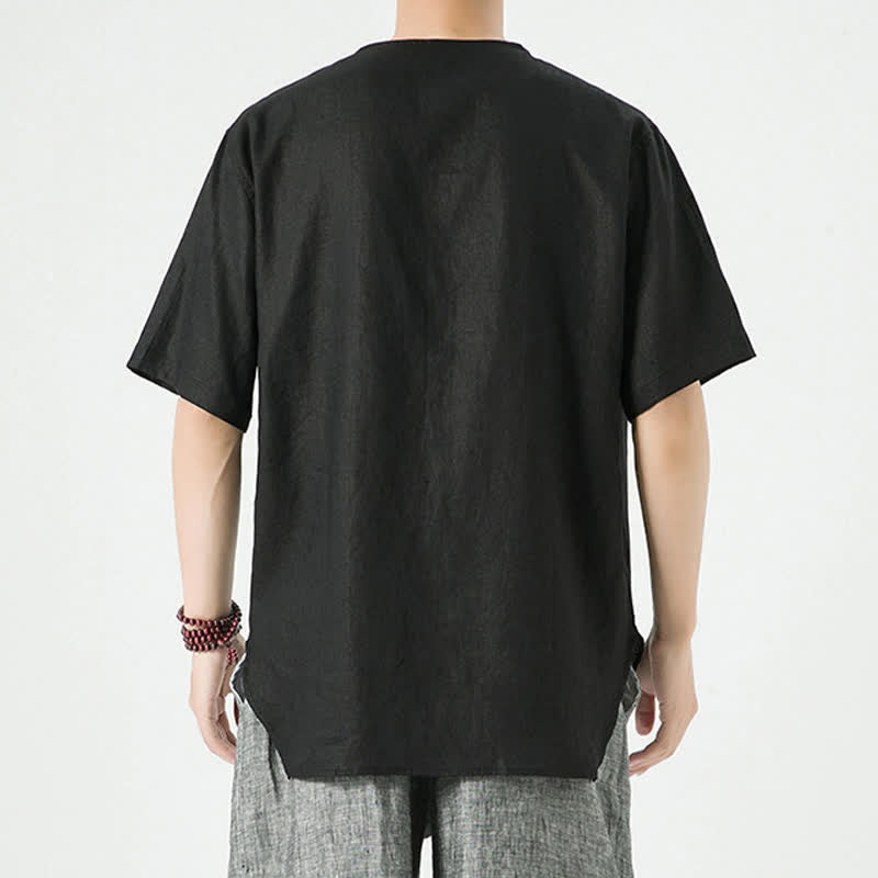 Buddha Stones Chemises à manches courtes unies, minimalistes et décontractées pour hommes, printemps-été - image 10