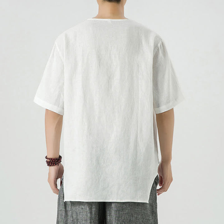 Buddha Stones Chemises à manches courtes unies, minimalistes et décontractées pour hommes, printemps-été - image 40
