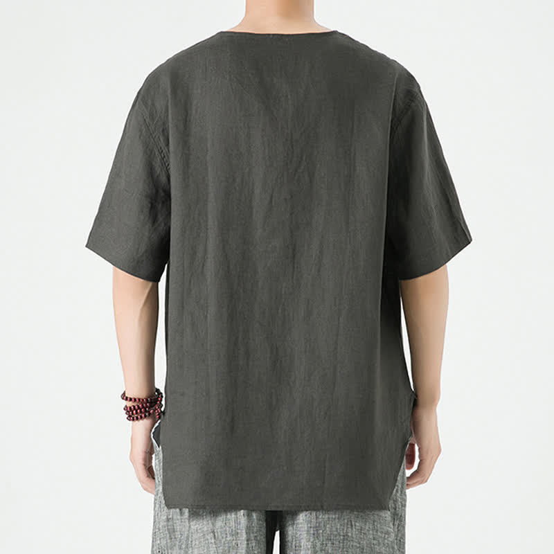 Buddha Stones Chemises à manches courtes unies, minimalistes et décontractées pour hommes, printemps-été - image 16