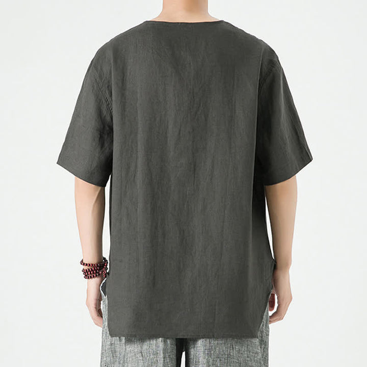 Buddha Stones Chemises à manches courtes unies, minimalistes et décontractées pour hommes, printemps-été - image 16