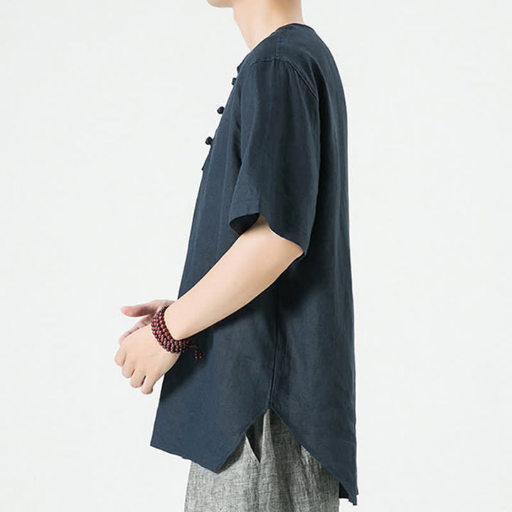 Buddha Stones Chemises à manches courtes unies, minimalistes et décontractées pour hommes, printemps-été - image 25