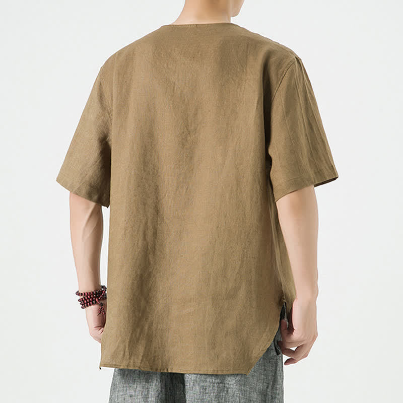 Buddha Stones Chemises à manches courtes unies, minimalistes et décontractées pour hommes, printemps-été - image 33