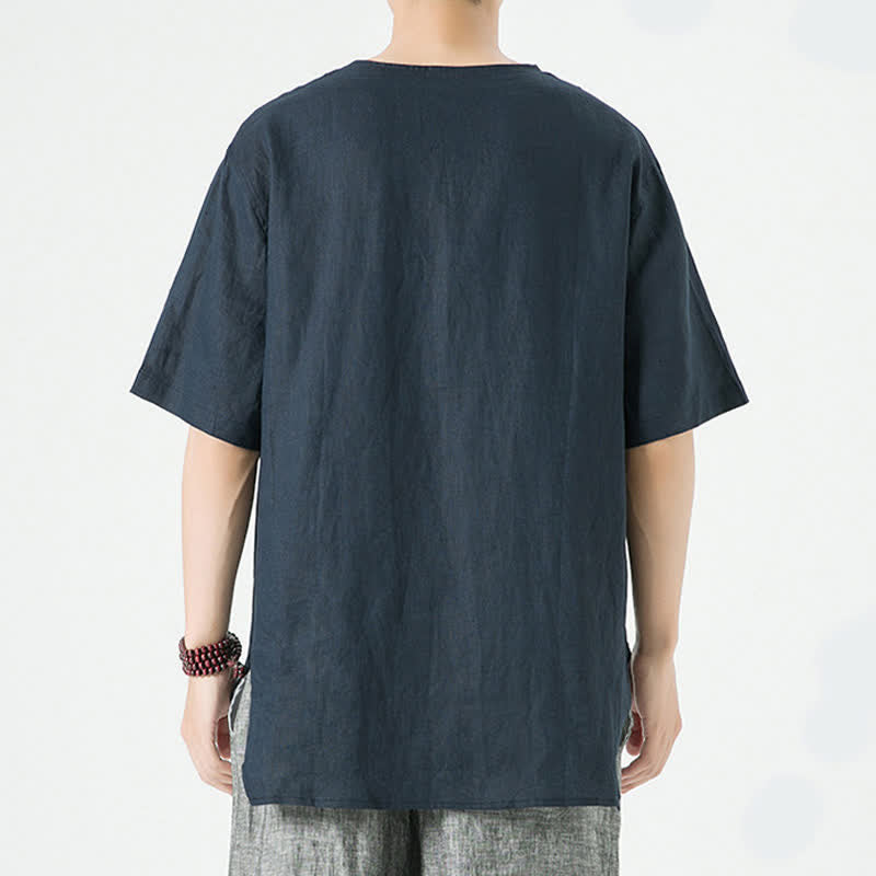 Buddha Stones Chemises à manches courtes unies, minimalistes et décontractées pour hommes, printemps-été - image 24