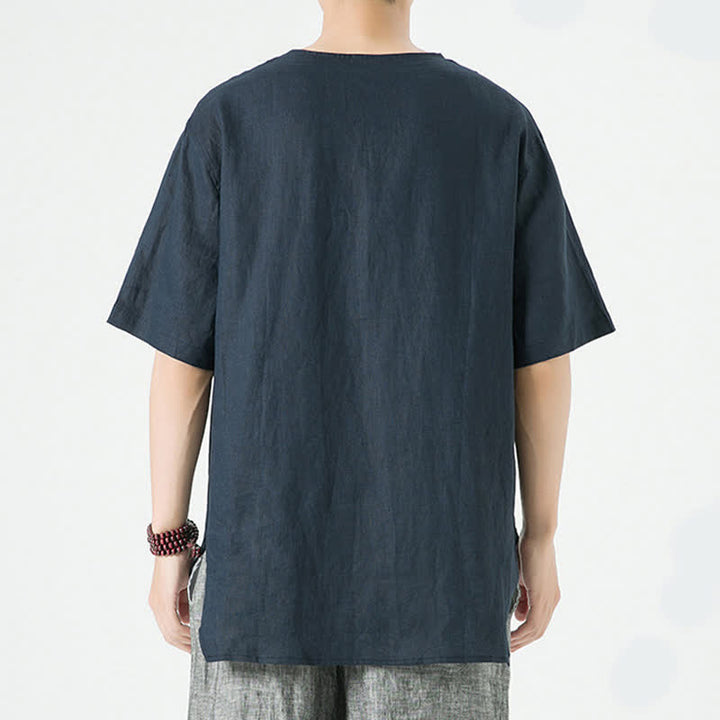 Buddha Stones Chemises à manches courtes unies, minimalistes et décontractées pour hommes, printemps-été - image 24
