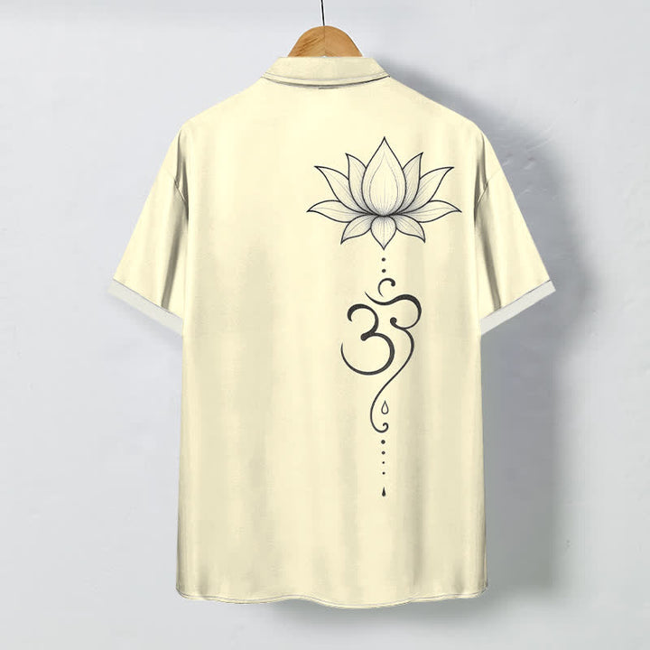 Buddha Stones Chemise à manches courtes respirante pour homme avec boutons à motif de lotus Om. - image 6