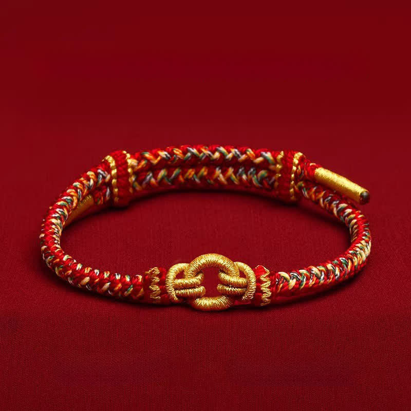 Buddha Stones Bracelet tressé porte-bonheur à nœud rouge du zodiaque chinois - Ox & Tiger - Tour de poignet : 14–20 cm - image 12