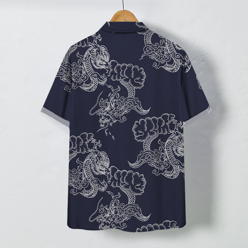 Buddha Stones Chemise à manches courtes respirante pour homme, à boutons et à motif floral vintage - image 1