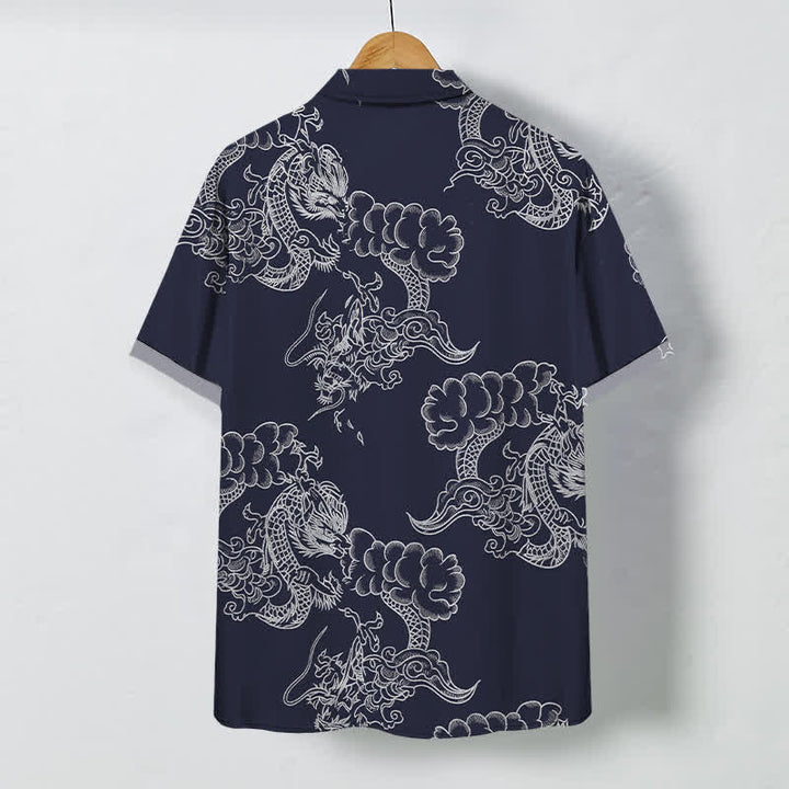 Buddha Stones Chemise à manches courtes respirante pour homme, à boutons et à motif floral vintage - image 1