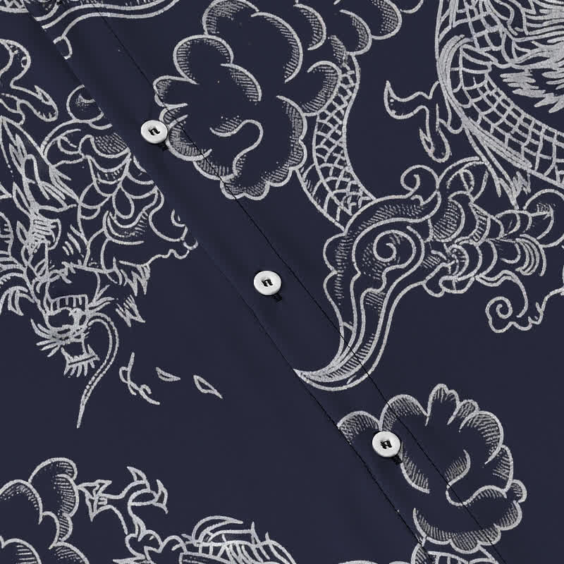 Buddha Stones Chemise à manches courtes respirante pour homme, à boutons et à motif floral vintage - image 3