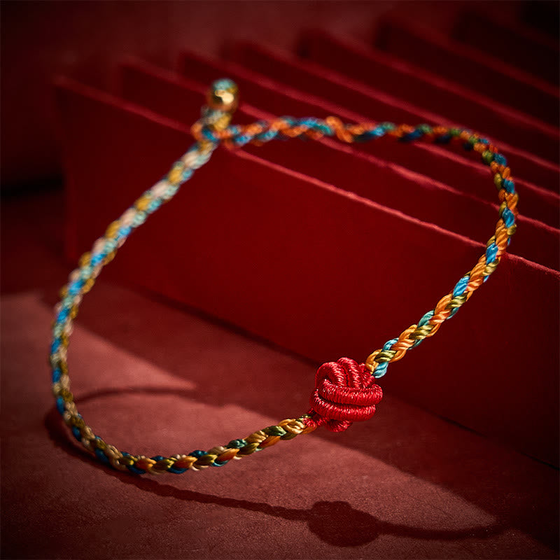 Buddha Stones Bracelet de protection en cordelette rouge colorée tissée à la main - image 1