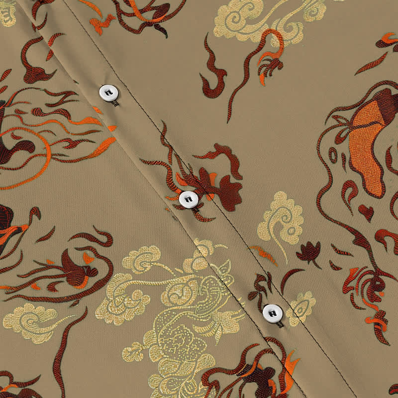 Buddha Stones Chemise à manches courtes respirante pour homme avec boutons à motif tourbillonnant abstrait dans les tons naturels - image 3