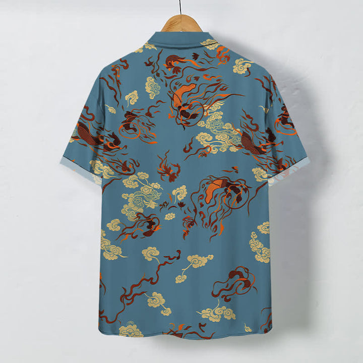 Buddha Stones Chemise à manches courtes respirante pour homme avec boutons à motif tourbillonnant abstrait dans les tons naturels - image 6