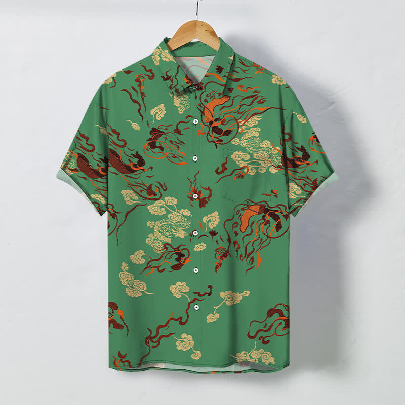 Buddha Stones Chemise à manches courtes respirante pour homme avec boutons à motif tourbillonnant abstrait dans les tons naturels - Vert d'eau - US/UK/AU48，EU58 (4XL) - image 7