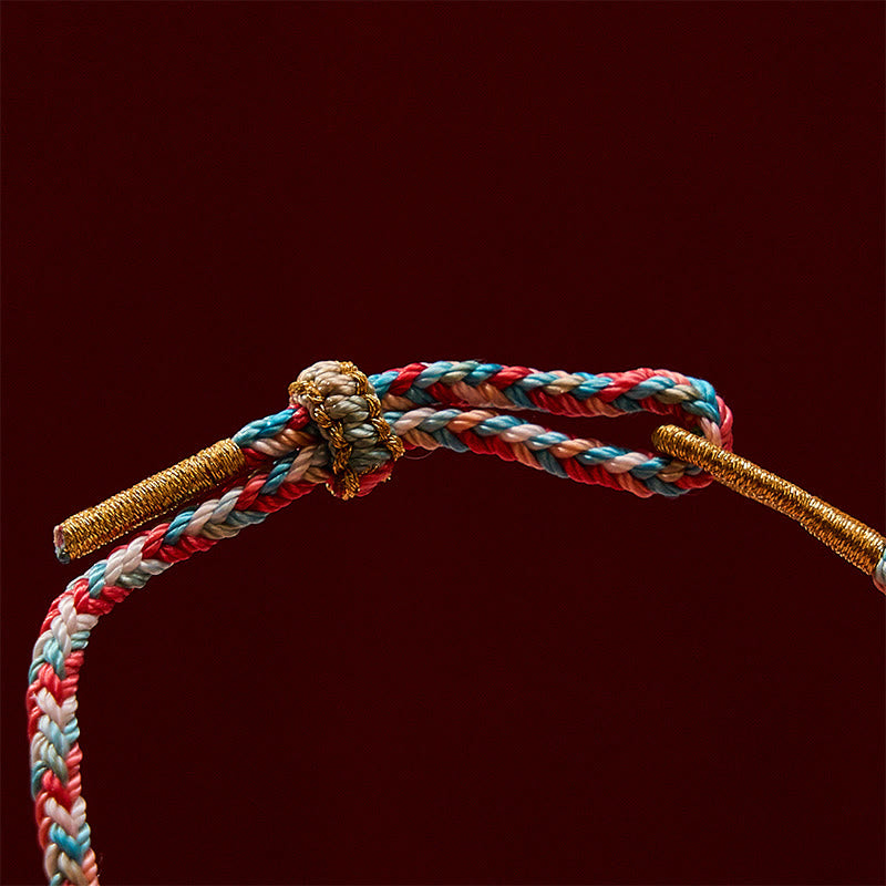 Buddha Stones Bracelet en corde tressée à la main avec motif de carpes koï et fleurs de pêcher, symbole de réussite. - image 13
