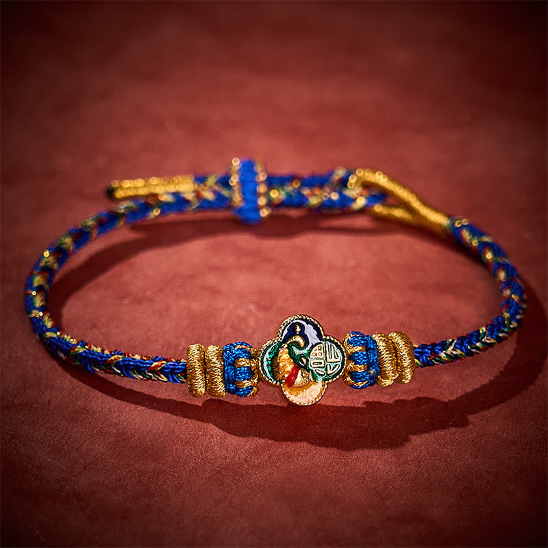 Buddha Stones Bracelet en corde tressée à la main représentant un poisson koi et le succès du Fu - image 17