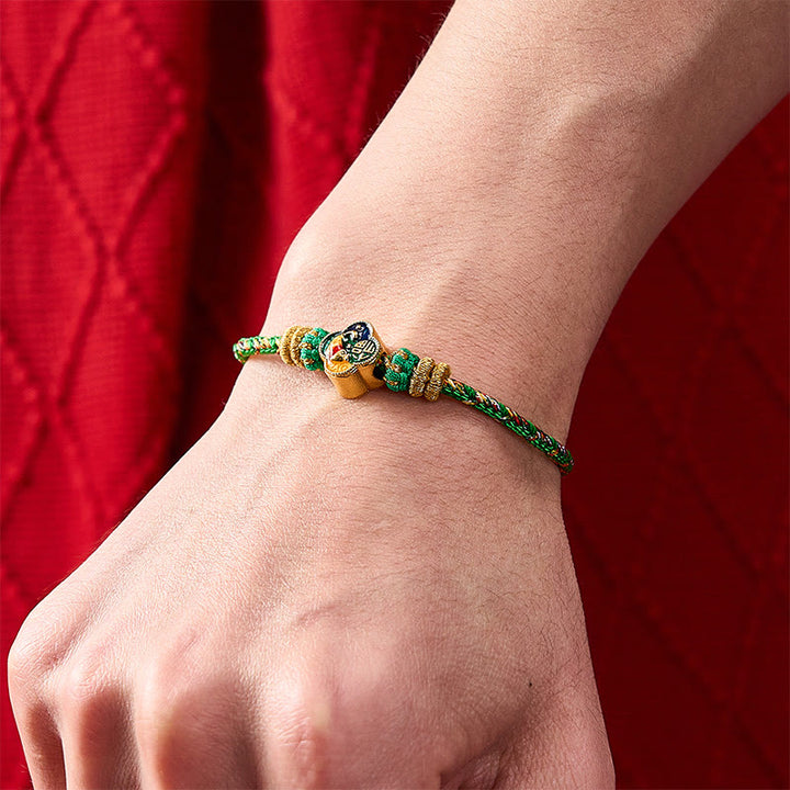Buddha Stones Bracelet en corde tressée à la main représentant un poisson koi et le succès du Fu - image 12