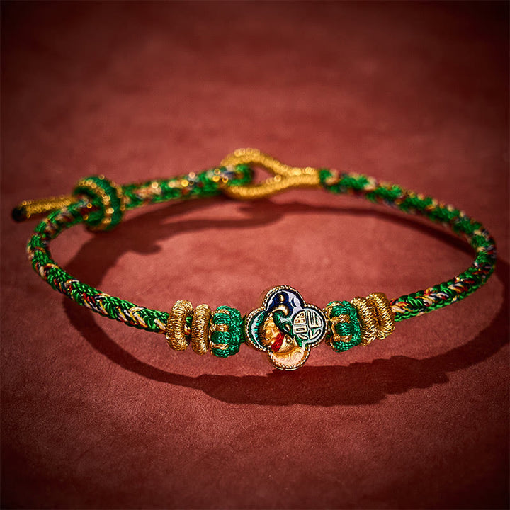 Buddha Stones Bracelet en corde tressée à la main représentant un poisson koi et le succès du Fu - image 13