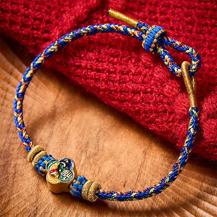 Buddha Stones Bracelet en corde tressée à la main représentant un poisson koi et le succès du Fu - Bleu (Tour de poignet : 14-19 cm) - image 16
