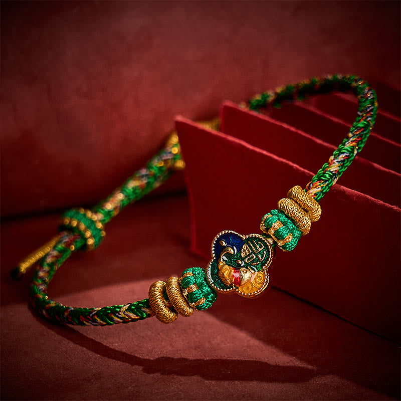 Buddha Stones Bracelet en corde tressée à la main représentant un poisson koi et le succès du Fu - image 3