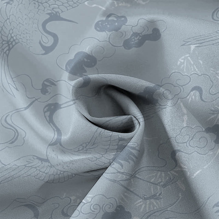 Buddha Stones Chemise à manches courtes respirante pour homme avec boutons à motif de grue dans les nuages - image 4