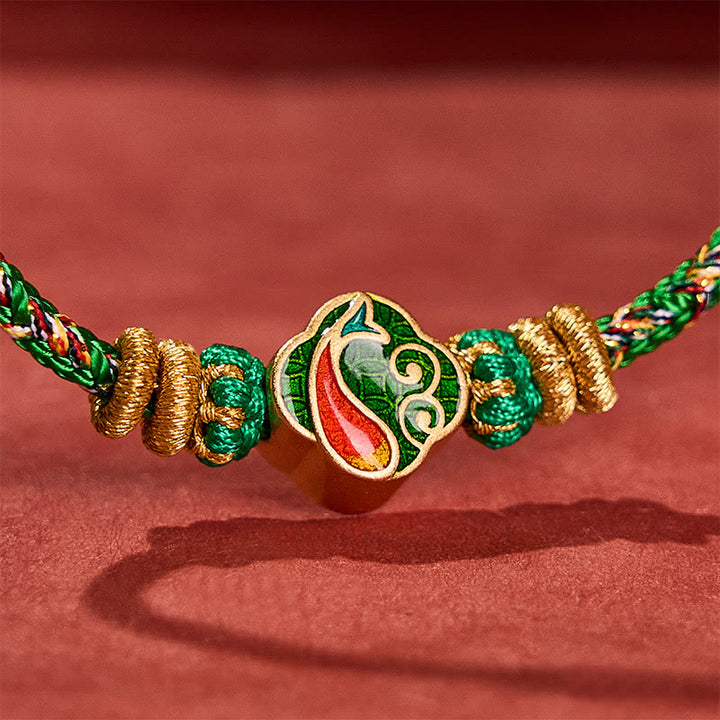 Buddha Stones Bracelet en corde tressée à la main avec motif de carpe koï et porte-bonheur - image 12