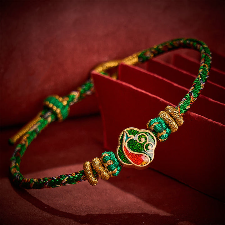 Buddha Stones Bracelet en corde tressée à la main avec motif de carpe koï et porte-bonheur - image 2