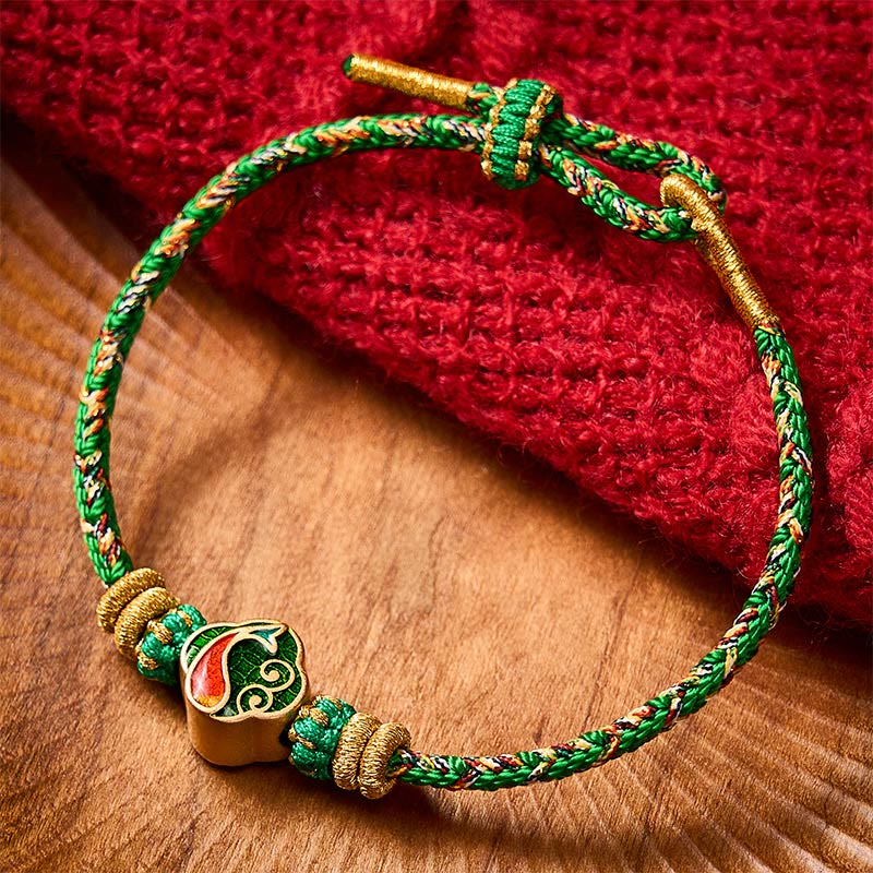 Buddha Stones Bracelet en corde tressée à la main avec motif de carpe koï et porte-bonheur - image 1
