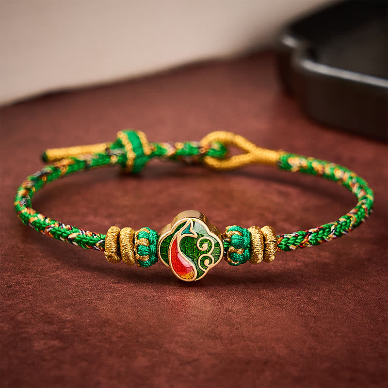 Buddha Stones Bracelet en corde tressée à la main avec motif de carpe koï et porte-bonheur - image 3