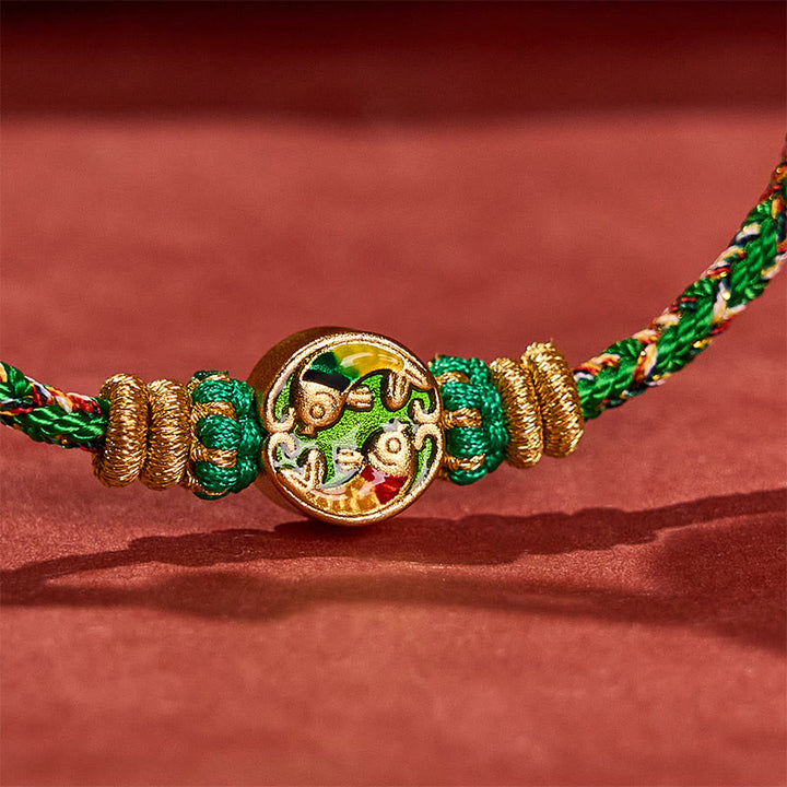 Buddha Stones Bracelet de protection en corde tressée à la main avec double motif de carpe koï - image 12