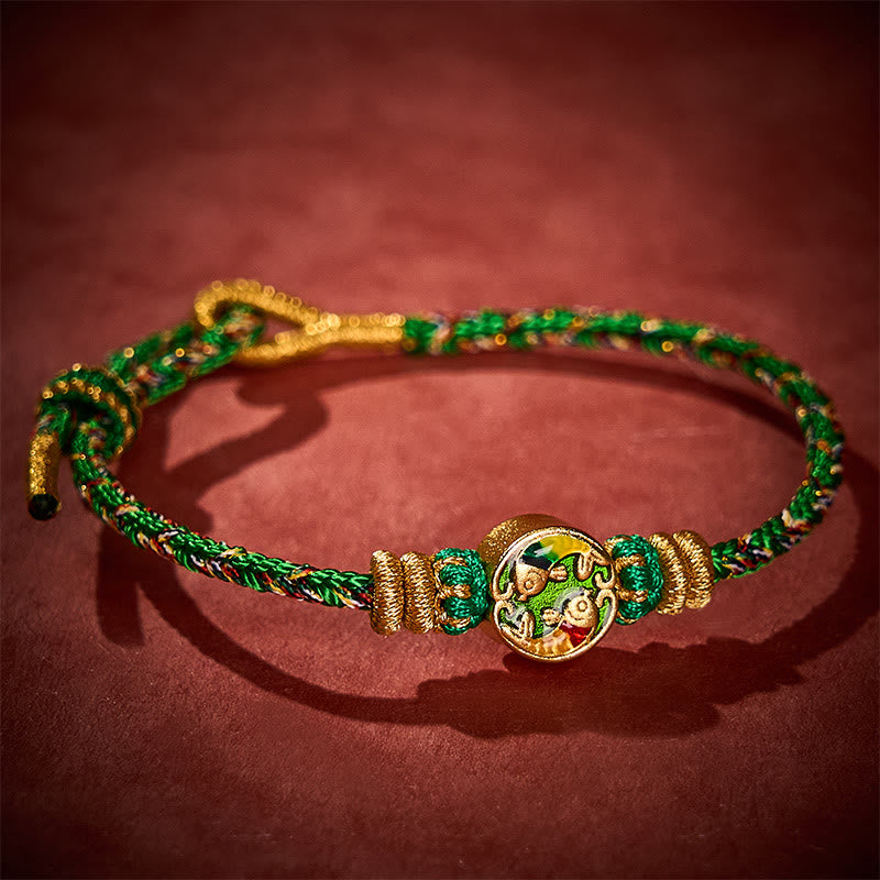 Buddha Stones Bracelet de protection en corde tressée à la main avec double motif de carpe koï - image 11