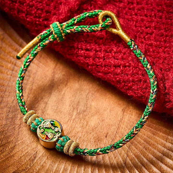 Buddha Stones Bracelet de protection en corde tressée à la main avec double motif de carpe koï - image 1