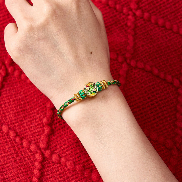 Buddha Stones Bracelet de protection en corde tressée à la main avec double motif de carpe koï - image 4