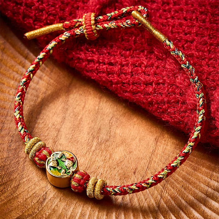 Buddha Stones Bracelet de protection en corde tressée à la main avec double motif de carpe koï - Rouge (Tour de poignet : 14-19 cm) - image 13