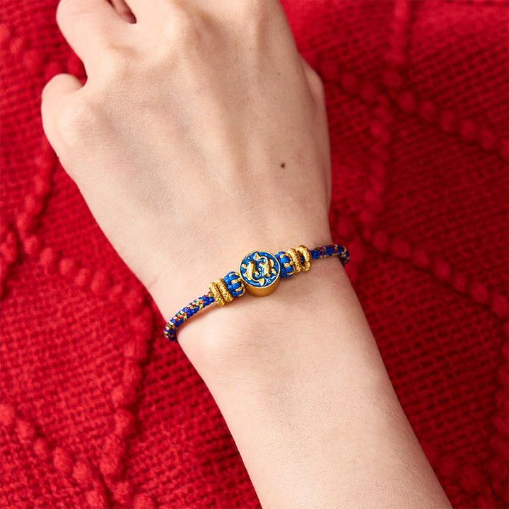 Buddha Stones Bracelet en corde tressée à la main avec double motif de carpes koï dorées, résistant et solide - image 4