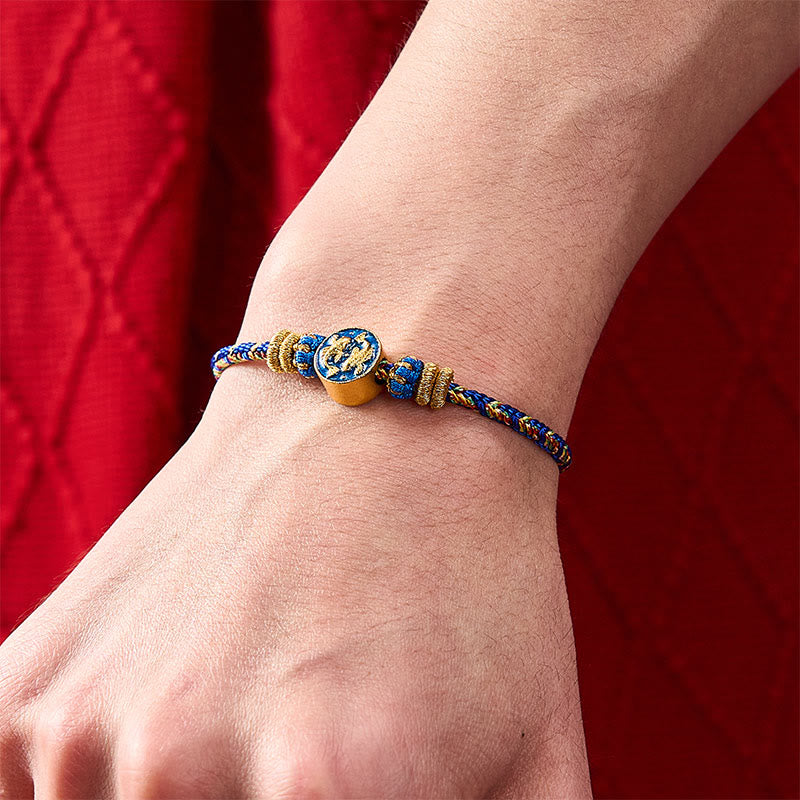 Buddha Stones Bracelet en corde tressée à la main avec double motif de carpes koï dorées, résistant et solide - image 10