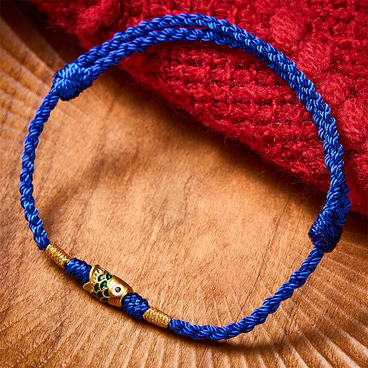 Buddha Stones Bracelet en corde tressée à la main avec motif de carpes koï et porte-bonheur - image 8