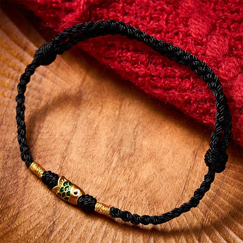 Buddha Stones Bracelet en corde tressée à la main avec motif de carpes koï et porte-bonheur - image 10