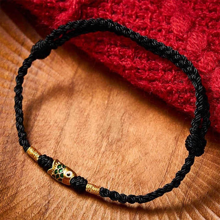 Buddha Stones Bracelet en corde tressée à la main avec motif de carpes koï et porte-bonheur - image 10