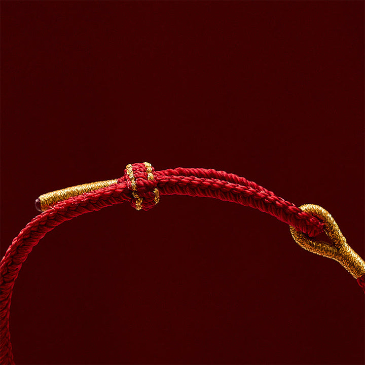 Buddha Stones Bracelet porte-bonheur tournesol en fil rouge tissé à la main - image 10