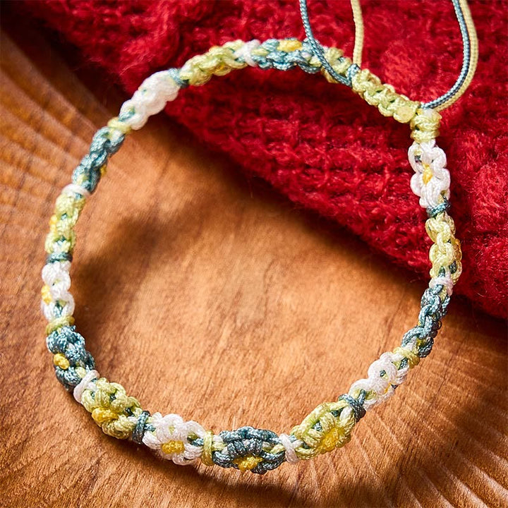 Buddha Stones Bracelet en corde tressée à la main, dégradé pastel marguerite - image 1