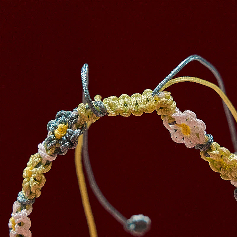 Buddha Stones Bracelet en corde tressée à la main, dégradé pastel marguerite - image 6