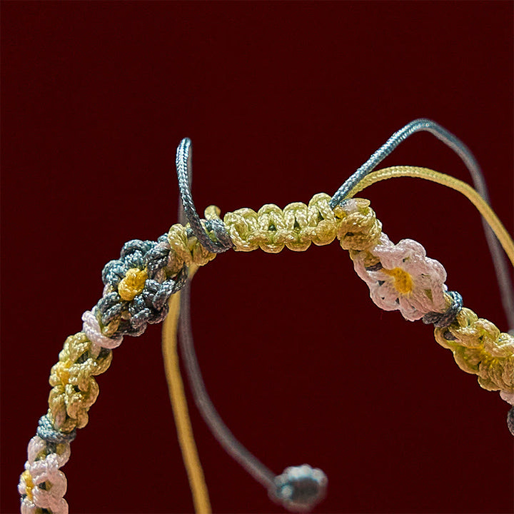 Buddha Stones Bracelet en corde tressée à la main, dégradé pastel marguerite - image 6
