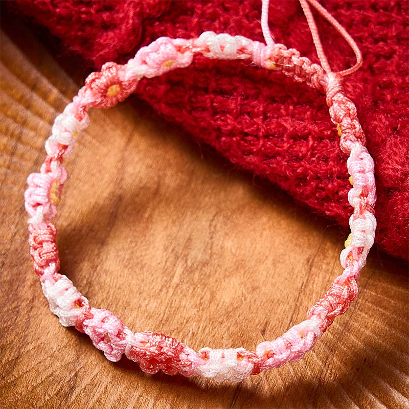 Buddha Stones Bracelet en corde tressée à la main, dégradé pastel marguerite - image 10