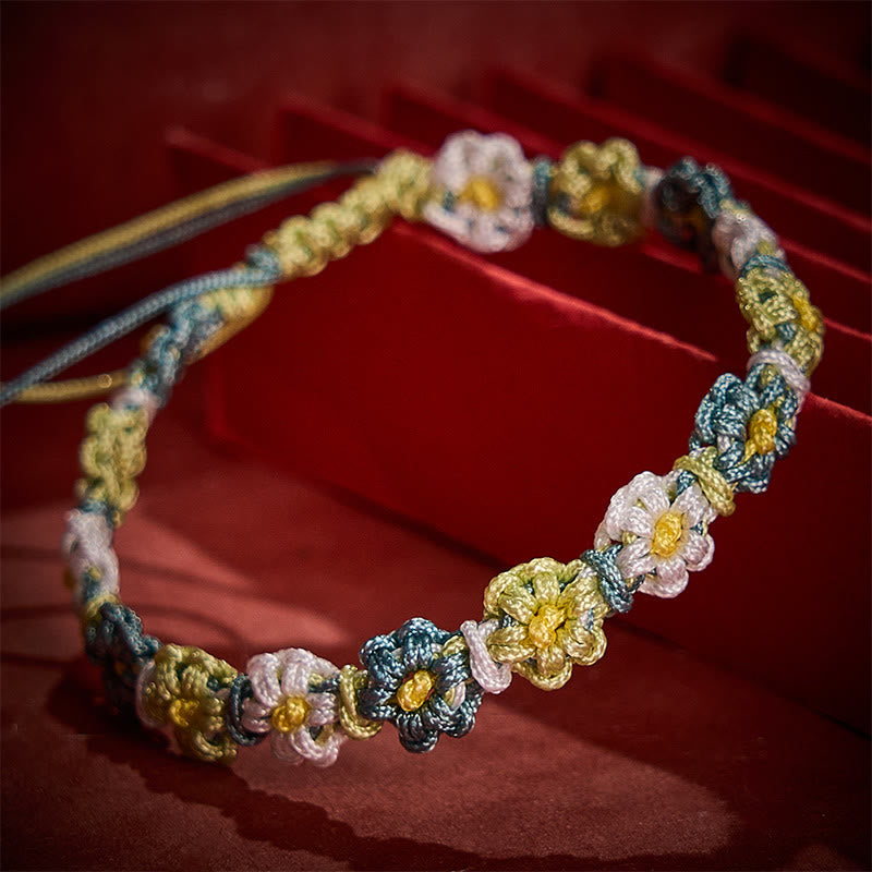 Buddha Stones Bracelet en corde tressée à la main, dégradé pastel marguerite - image 4